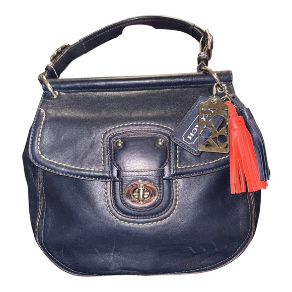 Coach Legacy Mini Willis 19132 Navy Leather Satchel Striped Int. & Dust Bag BP4 - Picture 1 of 11